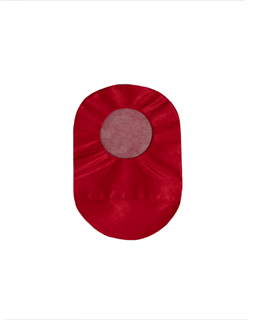 Back of ostomy bag cover in ruby red